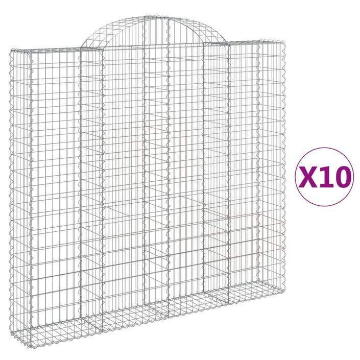 Paniers à gabions arqués 10 pcs 200x30x180/200 cm Fer galvanisé - Photo n°2