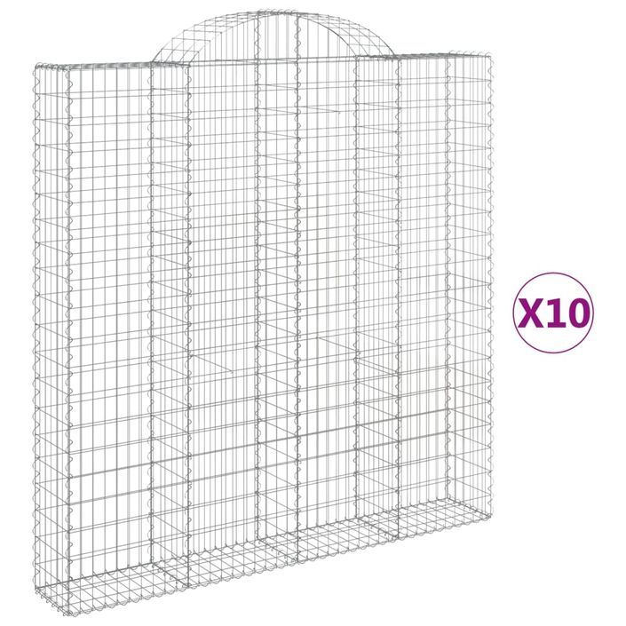 Paniers à gabions arqués 10 pcs 200x30x200/220 cm fer galvanisé - Photo n°2