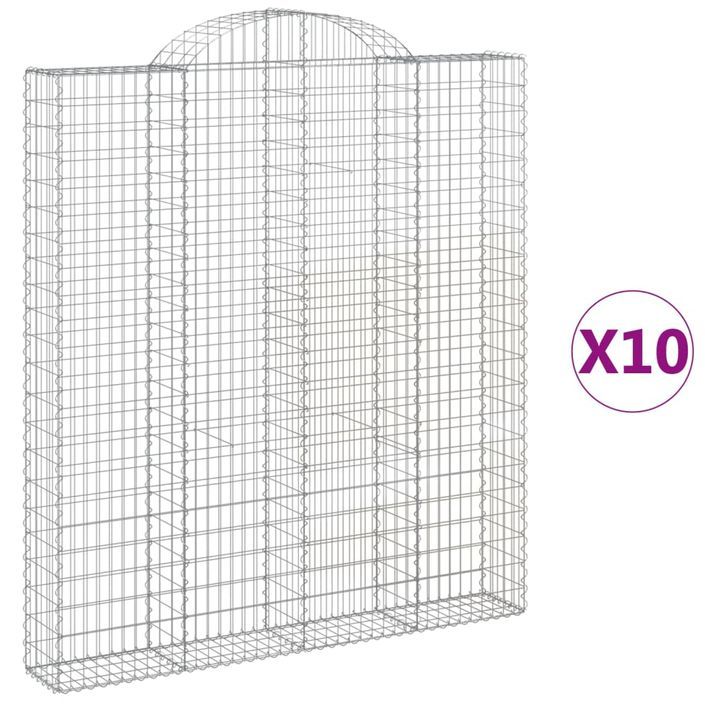 Paniers à gabions arqués 10 pcs 200x30x220/240 cm fer galvanisé - Photo n°2