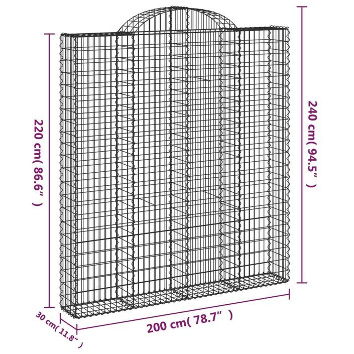 Paniers à gabions arqués 10 pcs 200x30x220/240 cm fer galvanisé - Photo n°6