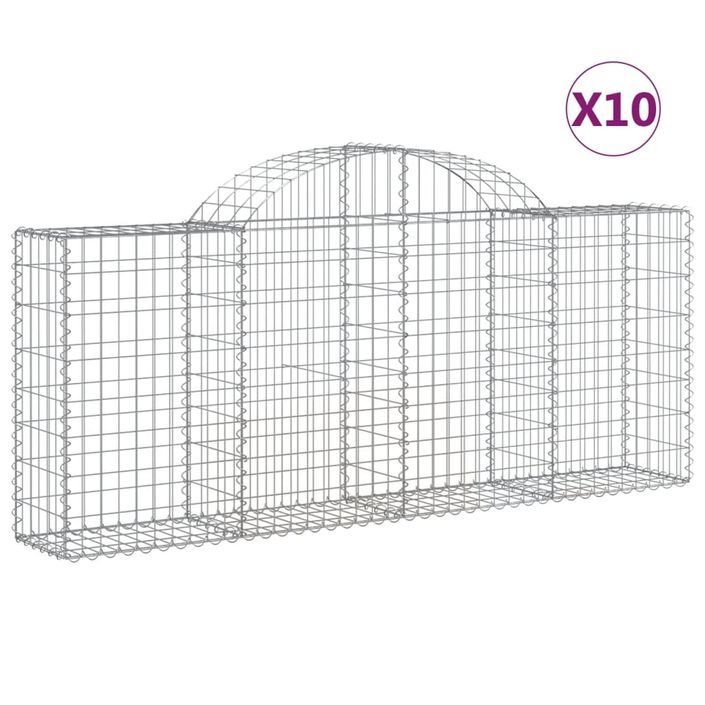 Paniers à gabions arqués 10 pcs 200x30x80/100 cm Fer galvanisé - Photo n°2