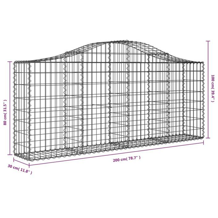 Paniers à gabions arqués 10 pcs 200x30x80/100 cm Fer galvanisé - Photo n°6