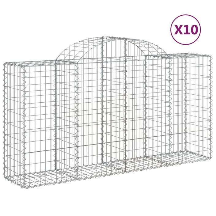 Paniers à gabions arqués 10 pcs 200x50x100/120 cm fer galvanisé - Photo n°2