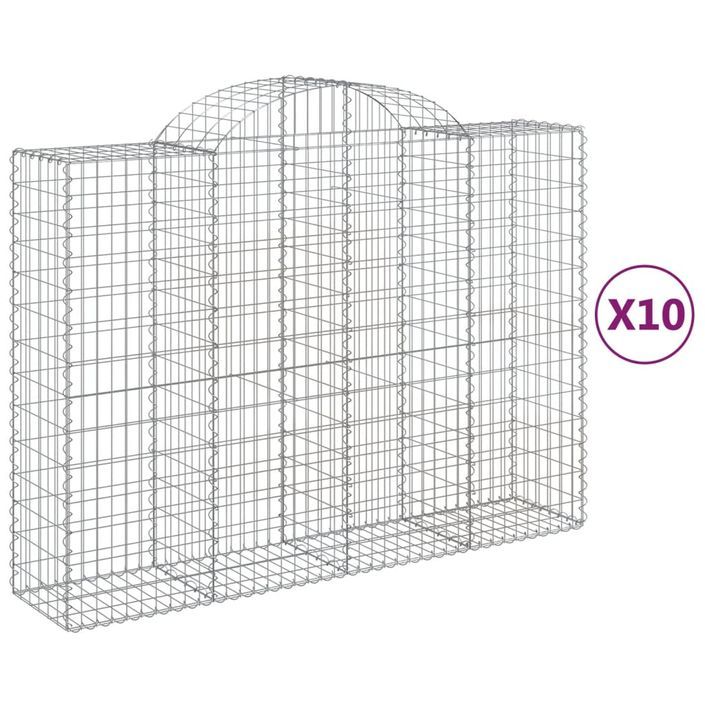 Paniers à gabions arqués 10 pcs 200x50x140/160 cm Fer galvanisé - Photo n°2