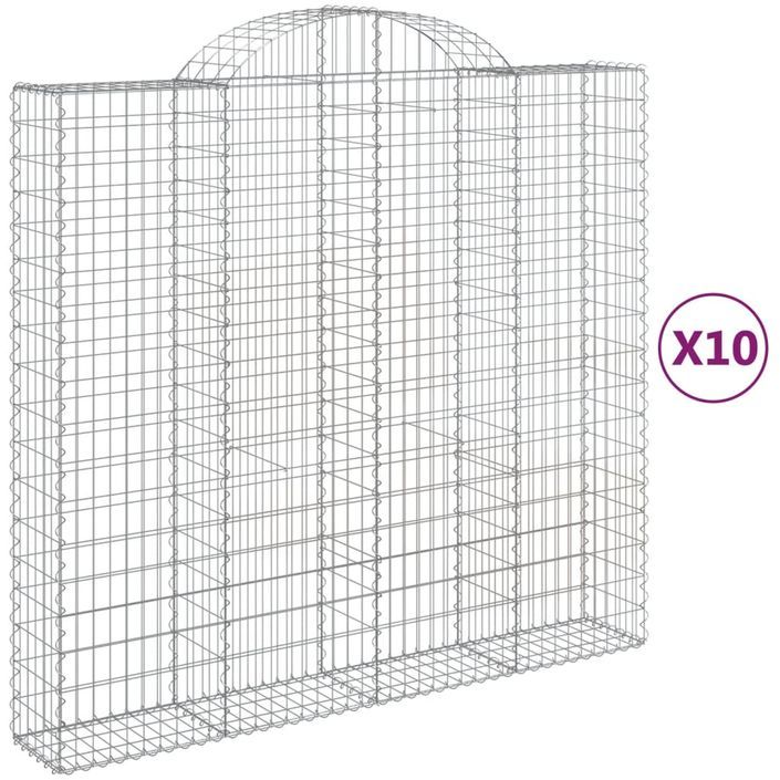 Paniers à gabions arqués 10 pcs 200x50x180/200 cm Fer galvanisé - Photo n°2