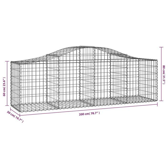 Paniers à gabions arqués 10 pcs 200x50x60/80 cm Fer galvanisé - Photo n°6