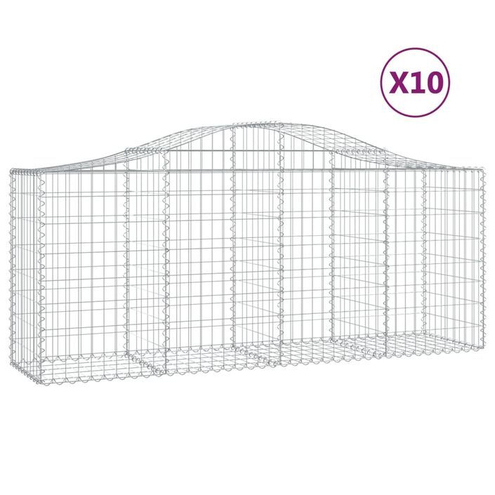 Paniers à gabions arqués 10 pcs 200x50x80/100 cm Fer galvanisé - Photo n°2