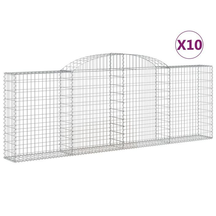 Paniers à gabions arqués 10 pcs 300x30x100/120 cm fer galvanisé - Photo n°2