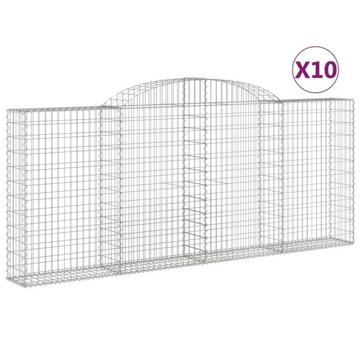 Paniers à gabions arqués 10 pcs 300x30x120/140 cm fer galvanisé - Photo n°2