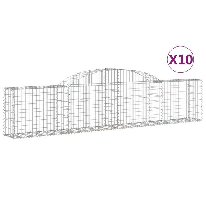 Paniers à gabions arqués 10 pcs 300x30x60/80 cm Fer galvanisé - Photo n°2