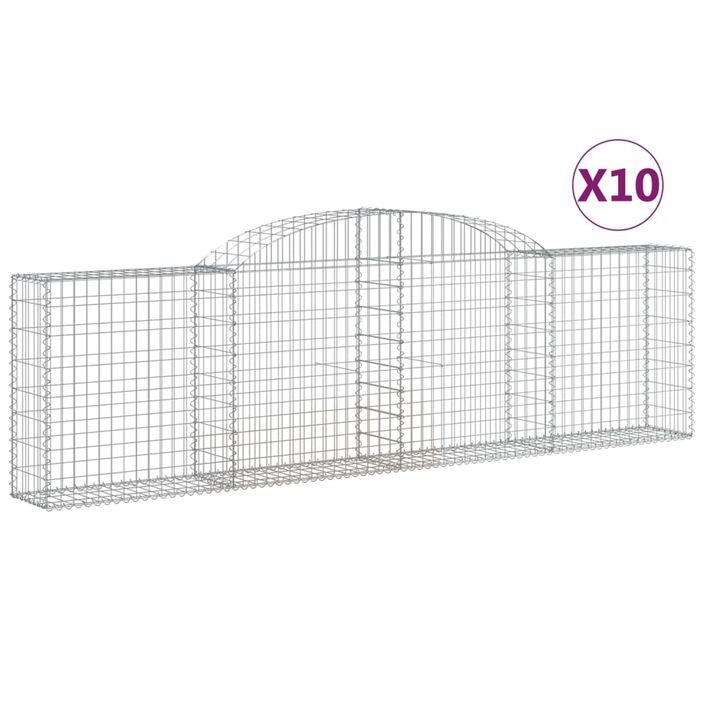 Paniers à gabions arqués 10 pcs 300x30x80/100 cm fer galvanisé - Photo n°2