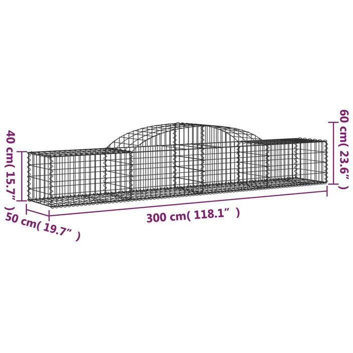 Paniers à gabions arqués 10 pcs 300x50x40/60 cm fer galvanisé - Photo n°6