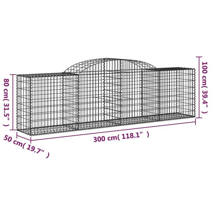 Paniers à gabions arqués 10 pcs 300x50x80/100 cm fer galvanisé - Photo n°6