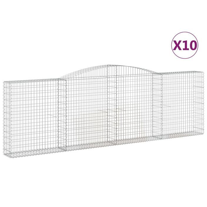 Paniers à gabions arqués 10 pcs 400x30x120/140 cm Fer galvanisé - Photo n°2