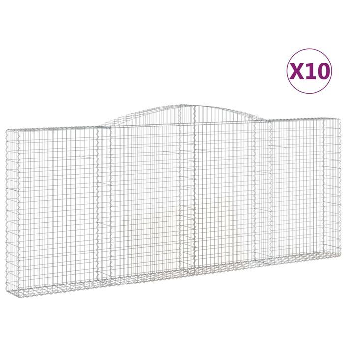 Paniers à gabions arqués 10 pcs 400x30x160/180 cm Fer galvanisé - Photo n°2