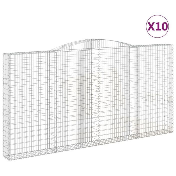 Paniers à gabions arqués 10 pcs 400x30x200/220 cm Fer galvanisé - Photo n°2