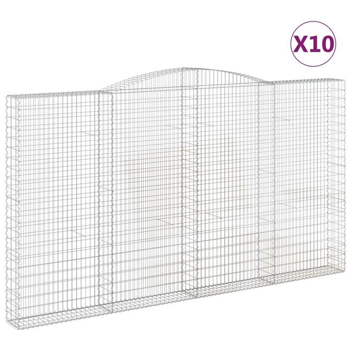 Paniers à gabions arqués 10 pcs 400x30x220/240 cm Fer galvanisé - Photo n°2