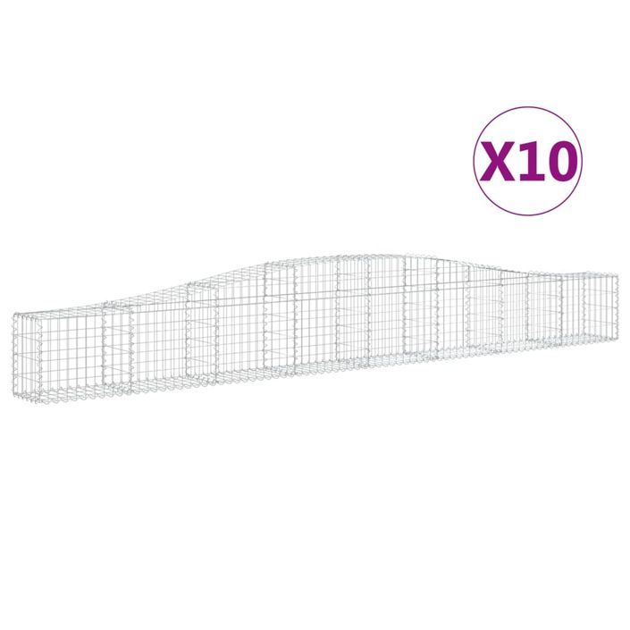 Paniers à gabions arqués 10 pcs 400x30x40/60 cm Fer galvanisé - Photo n°2