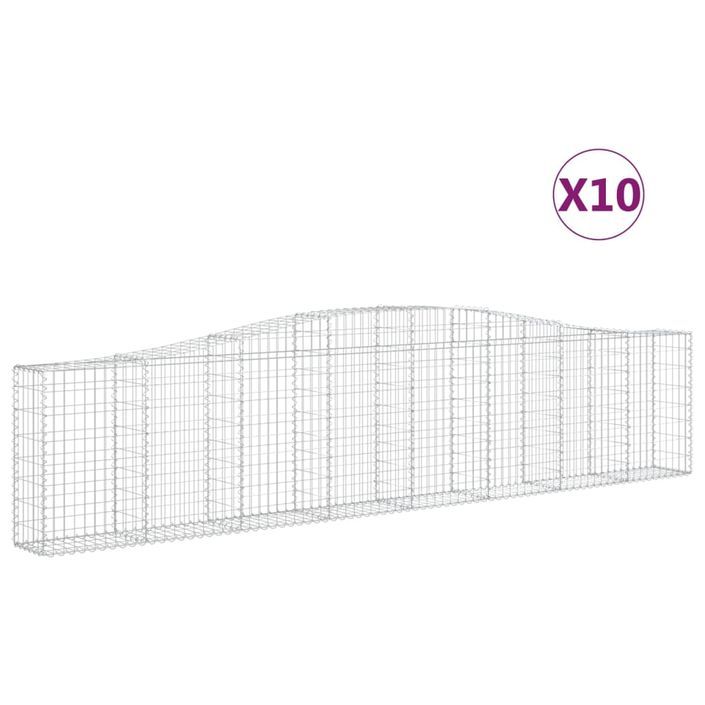 Paniers à gabions arqués 10 pcs 400x30x80/100 cm Fer galvanisé - Photo n°3