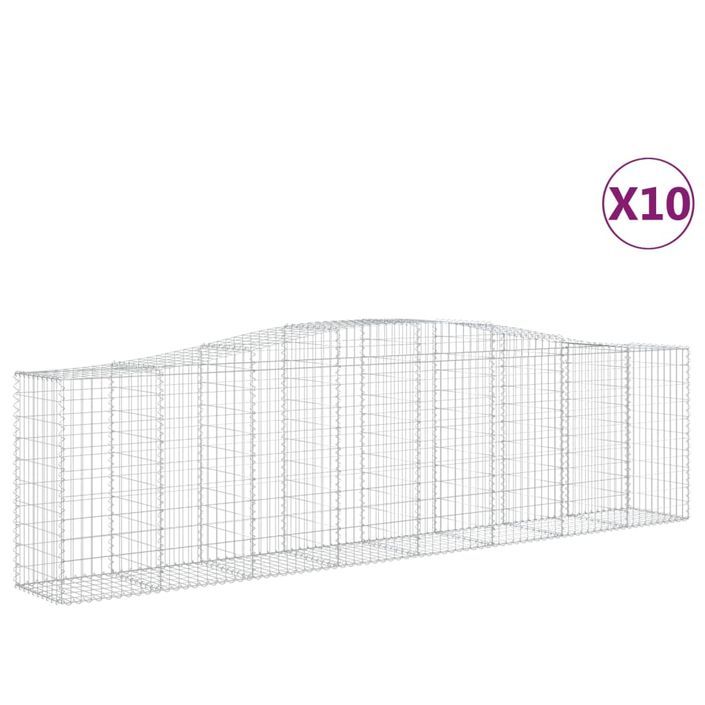 Paniers à gabions arqués 10 pcs 400x50x100/120 cm Fer galvanisé - Photo n°2