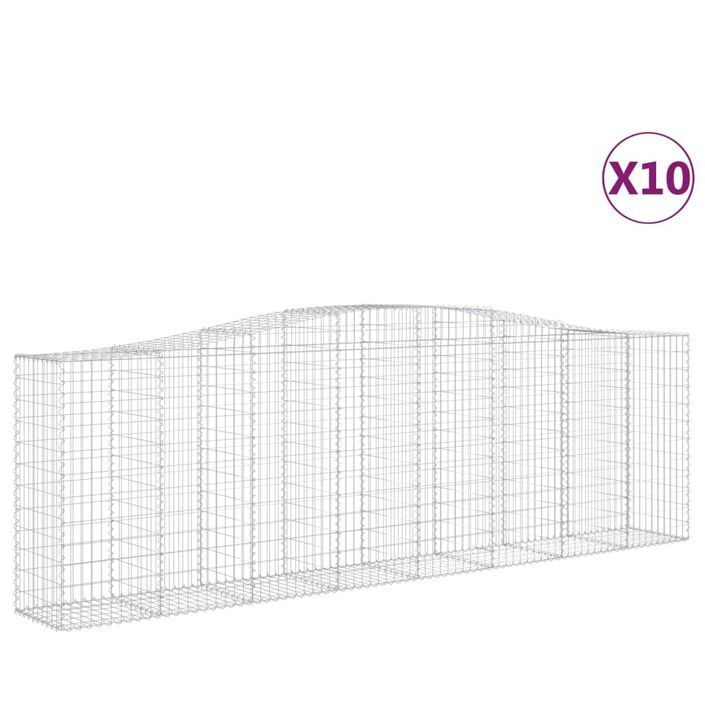 Paniers à gabions arqués 10 pcs 400x50x120/140 cm Fer galvanisé - Photo n°2