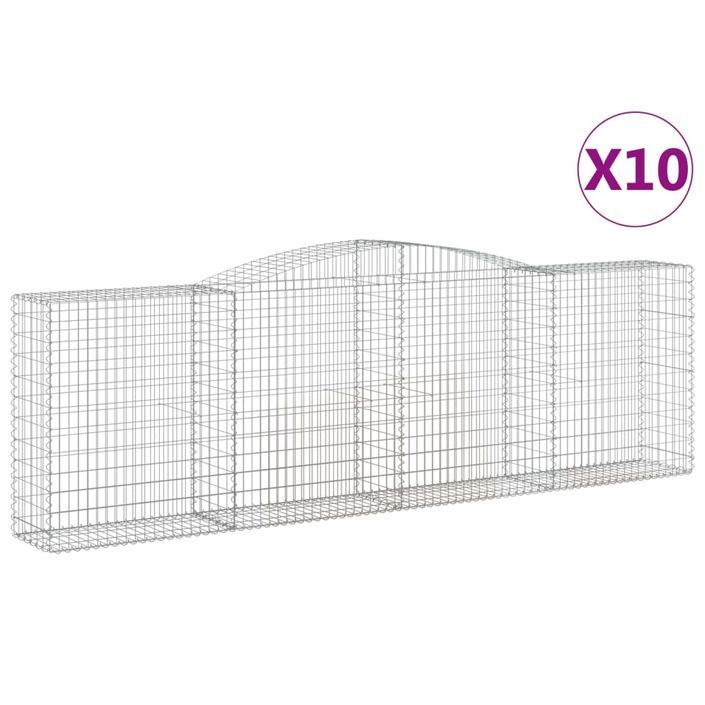 Paniers à gabions arqués 10 pcs 400x50x120/140 cm Fer galvanisé - Photo n°2