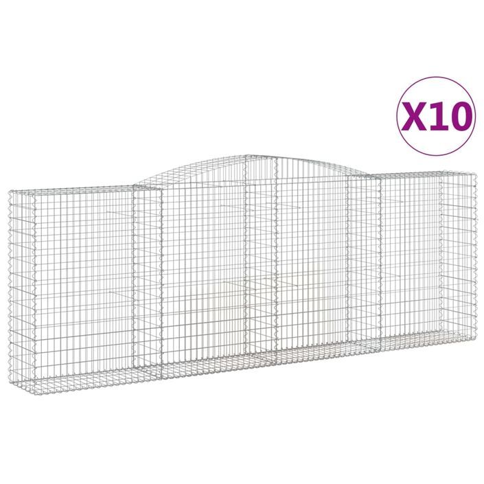 Paniers à gabions arqués 10 pcs 400x50x140/160 cm Fer galvanisé - Photo n°2