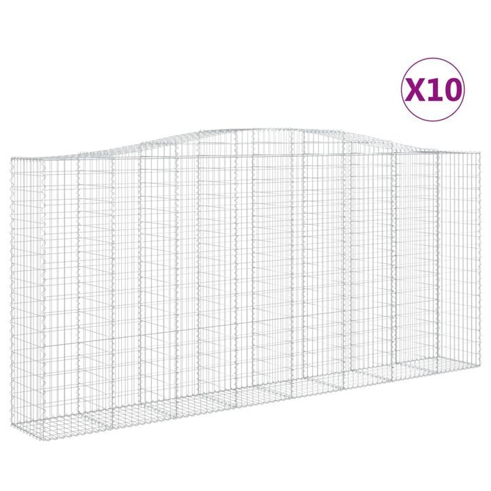 Paniers à gabions arqués 10 pcs 400x50x180/200 cm Fer galvanisé - Photo n°2