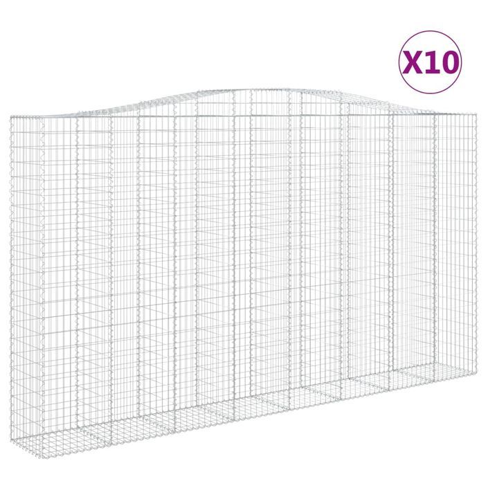 Paniers à gabions arqués 10 pcs 400x50x220/240 cm Fer galvanisé - Photo n°2