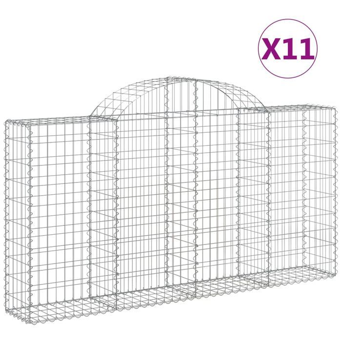 Paniers à gabions arqués 11 pcs 200x30x100/120 cm Fer galvanisé - Photo n°2