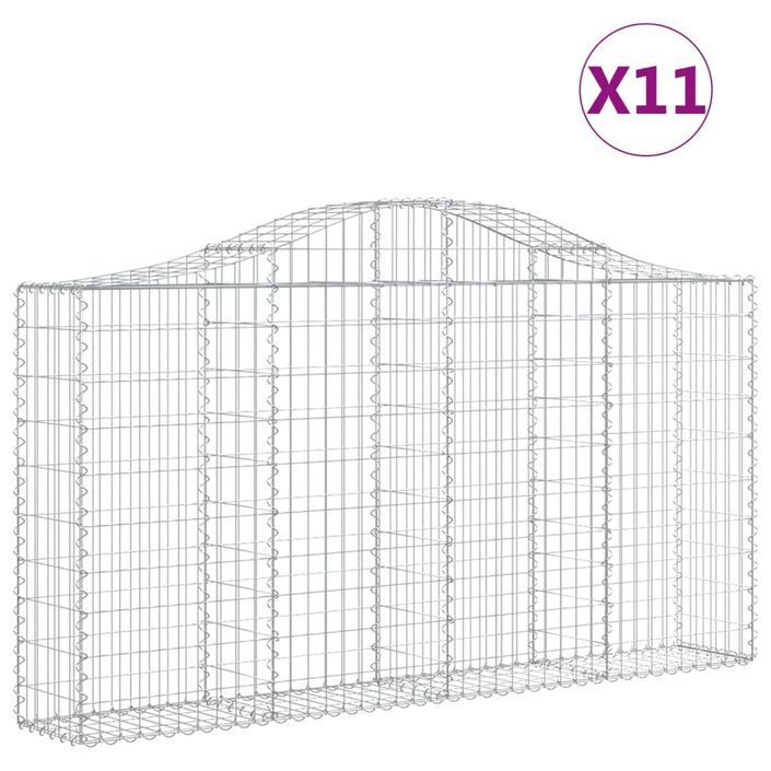 Paniers à gabions arqués 11 pcs 200x30x100/120 cm Fer galvanisé - Photo n°2