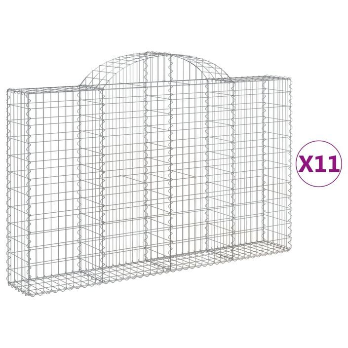 Paniers à gabions arqués 11 pcs 200x30x120/140 cm Fer galvanisé - Photo n°2