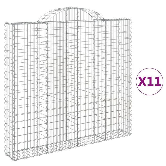 Paniers à gabions arqués 11 pcs 200x30x180/200 cm Fer galvanisé - Photo n°2