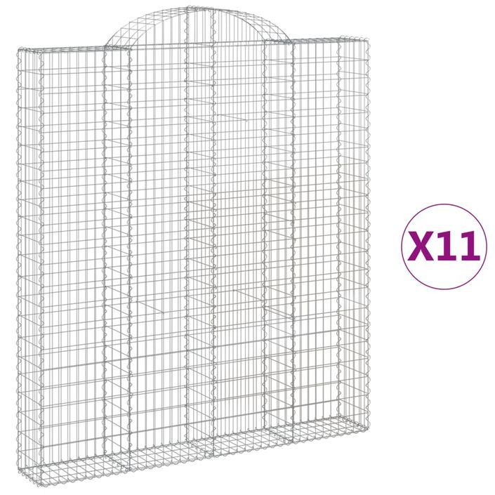 Paniers à gabions arqués 11 pcs 200x30x220/240 cm fer galvanisé - Photo n°2