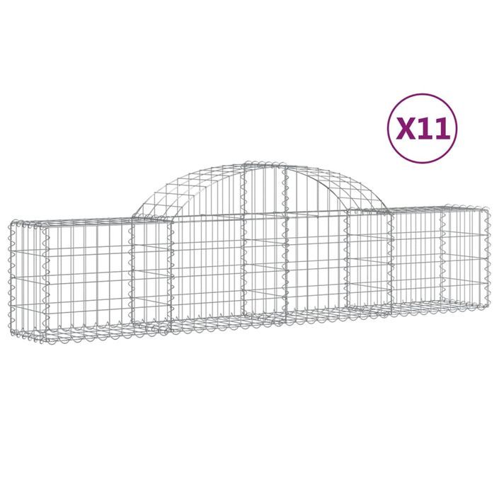 Paniers à gabions arqués 11 pcs 200x30x40/60 cm Fer galvanisé - Photo n°2