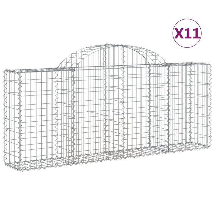 Paniers à gabions arqués 11 pcs 200x30x80/100 cm Fer galvanisé - Photo n°2