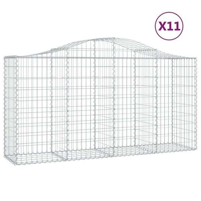 Paniers à gabions arqués 11 pcs 200x50x100/120 cm fer galvanisé - Photo n°2