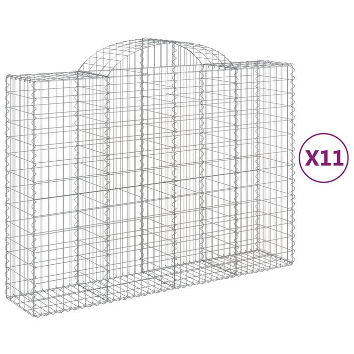 Paniers à gabions arqués 11 pcs 200x50x140/160 cm Fer galvanisé - Photo n°2