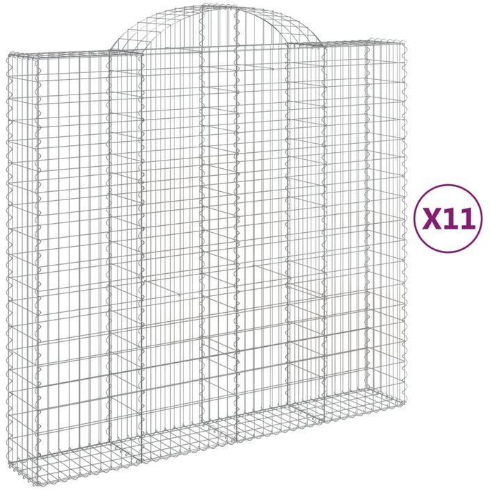 Paniers à gabions arqués 11 pcs 200x50x180/200 cm Fer galvanisé - Photo n°2