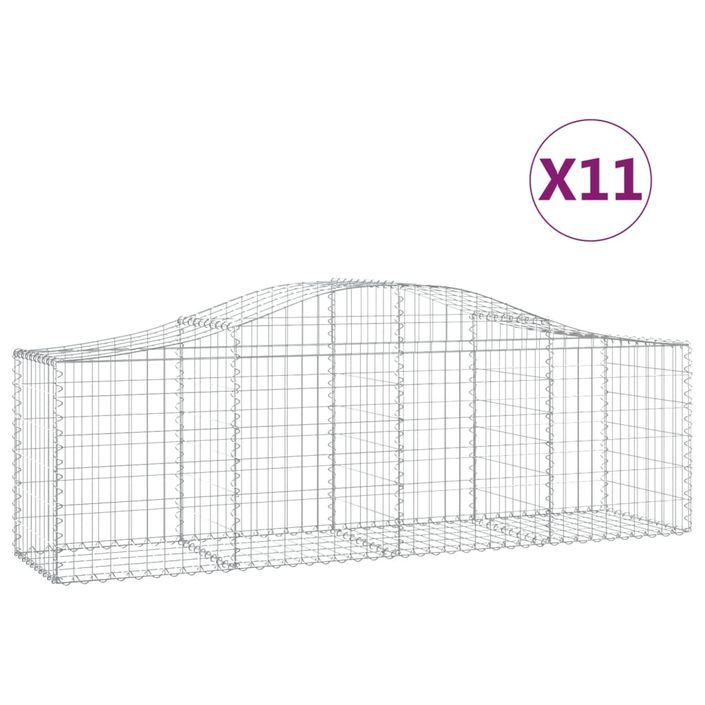 Paniers à gabions arqués 11 pcs 200x50x60/80 cm Fer galvanisé - Photo n°2