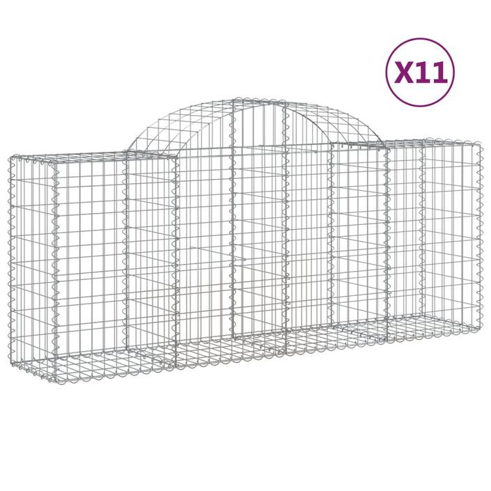 Paniers à gabions arqués 11 pcs 200x50x80/100 cm Fer galvanisé - Photo n°2