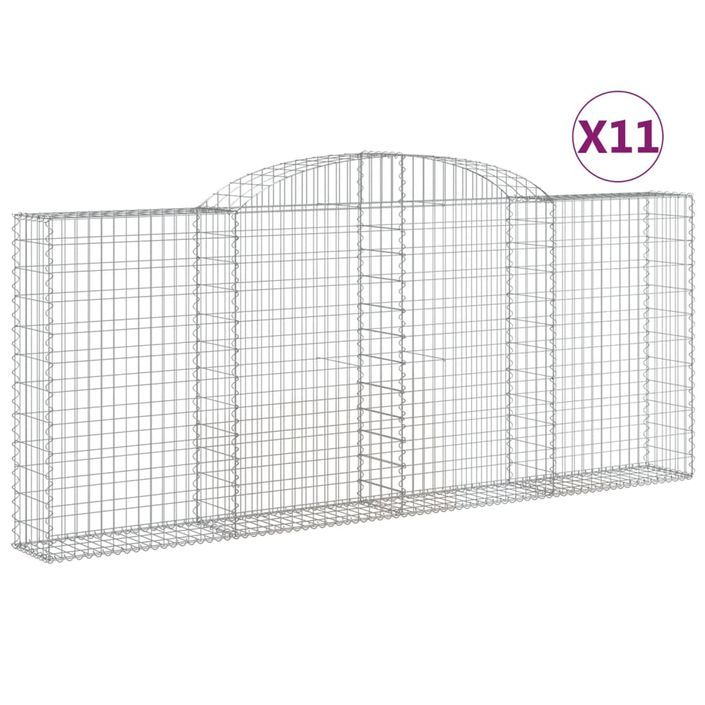 Paniers à gabions arqués 11 pcs 300x30x120/140 cm fer galvanisé - Photo n°2