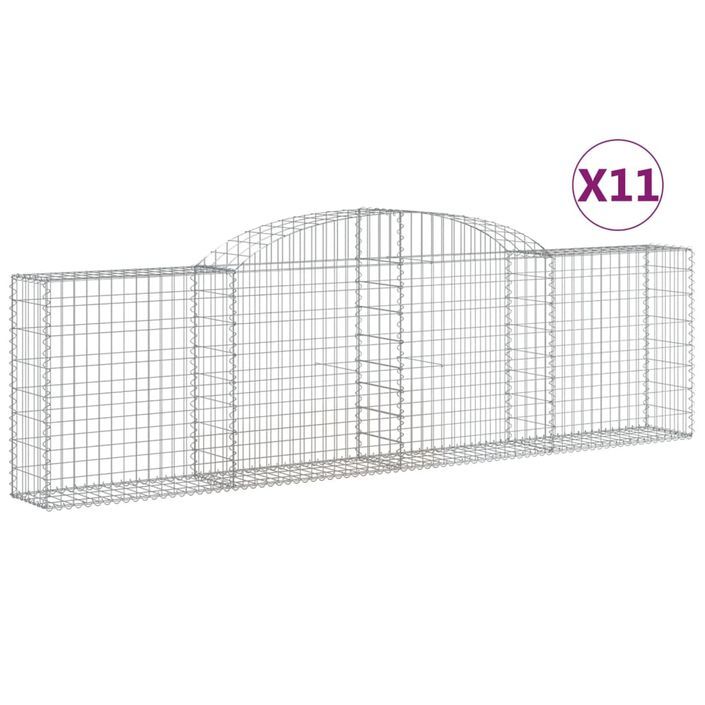 Paniers à gabions arqués 11 pcs 300x30x80/100 cm fer galvanisé - Photo n°2