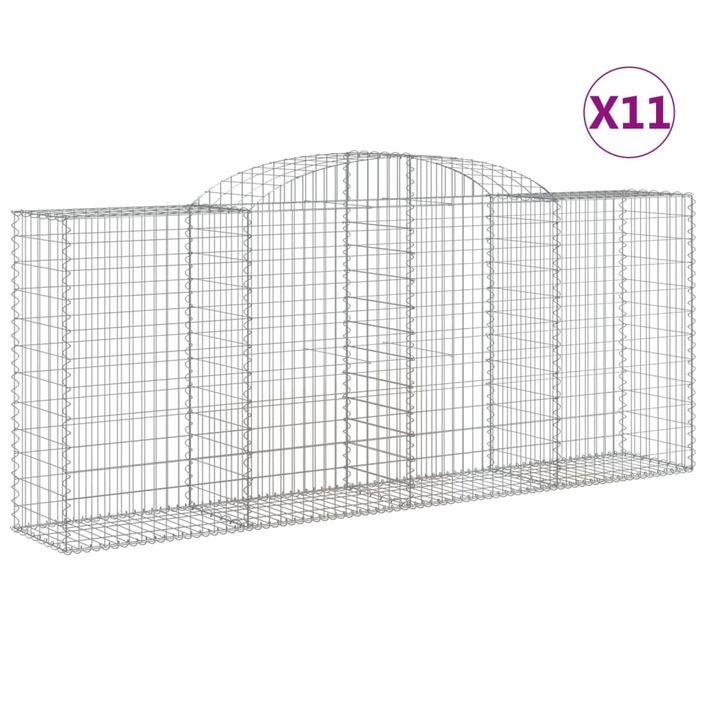 Paniers à gabions arqués 11 pcs 300x50x120/140 cm fer galvanisé - Photo n°2