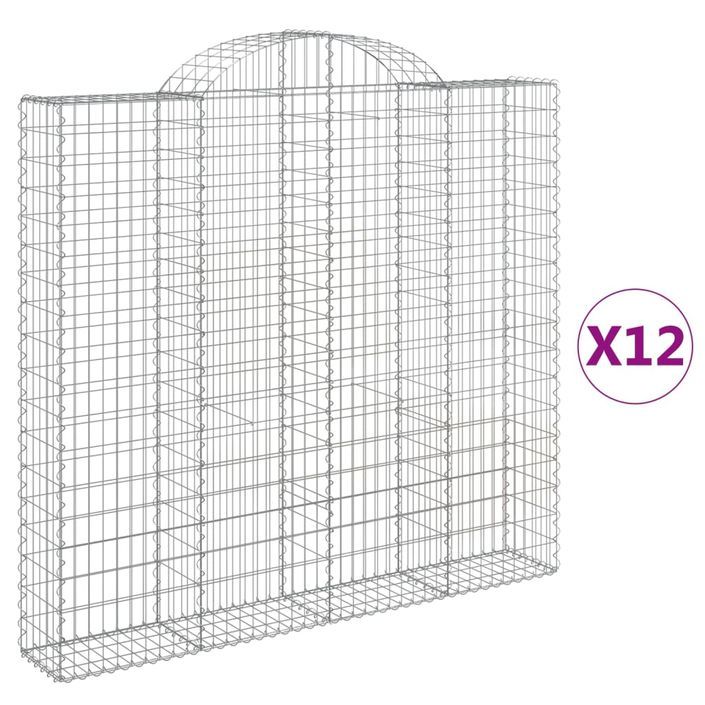 Paniers à gabions arqués 12 pcs 200x30x180/200 cm Fer galvanisé - Photo n°2