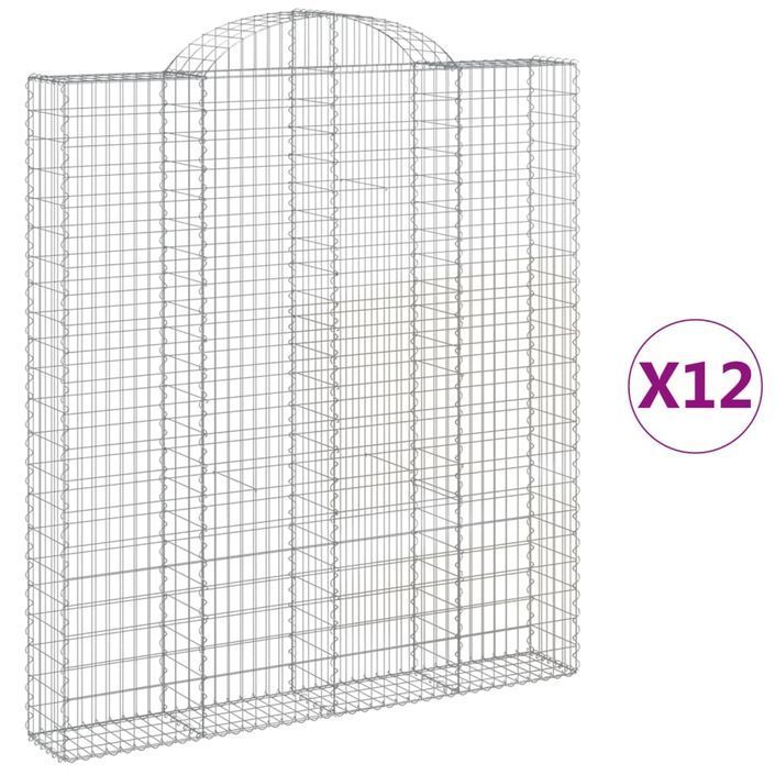 Paniers à gabions arqués 12 pcs 200x30x220/240 cm fer galvanisé - Photo n°2