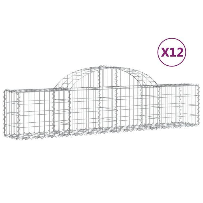 Paniers à gabions arqués 12 pcs 200x30x40/60 cm Fer galvanisé - Photo n°2