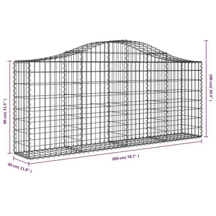 Paniers à gabions arqués 12 pcs 200x30x80/100 cm Fer galvanisé - Photo n°6