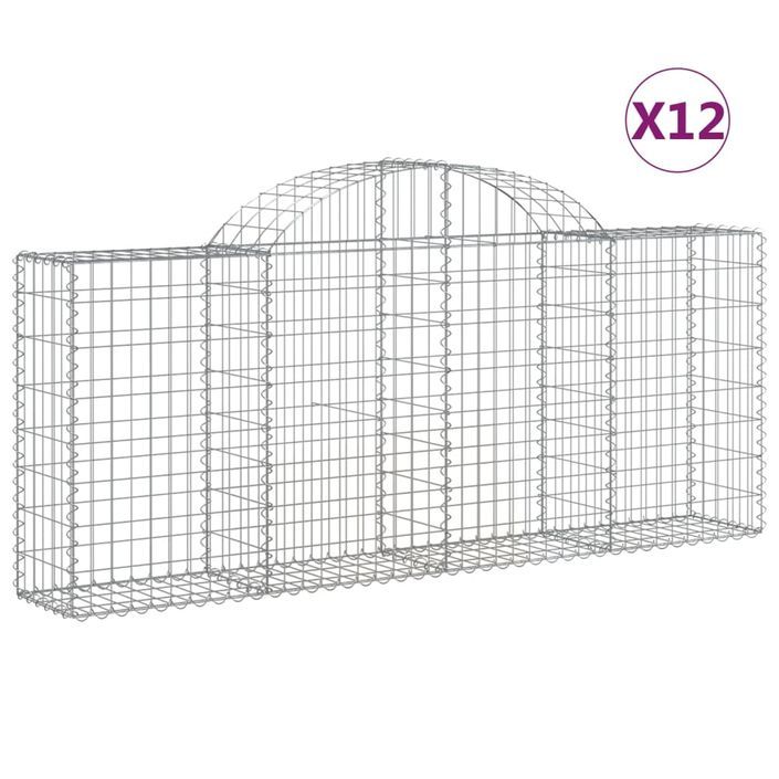 Paniers à gabions arqués 12 pcs 200x30x80/100 cm Fer galvanisé - Photo n°2