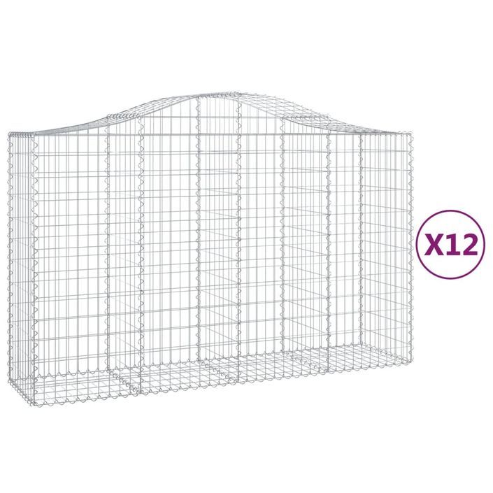 Paniers à gabions arqués 12 pcs 200x50x120/140 cm Fer galvanisé - Photo n°2